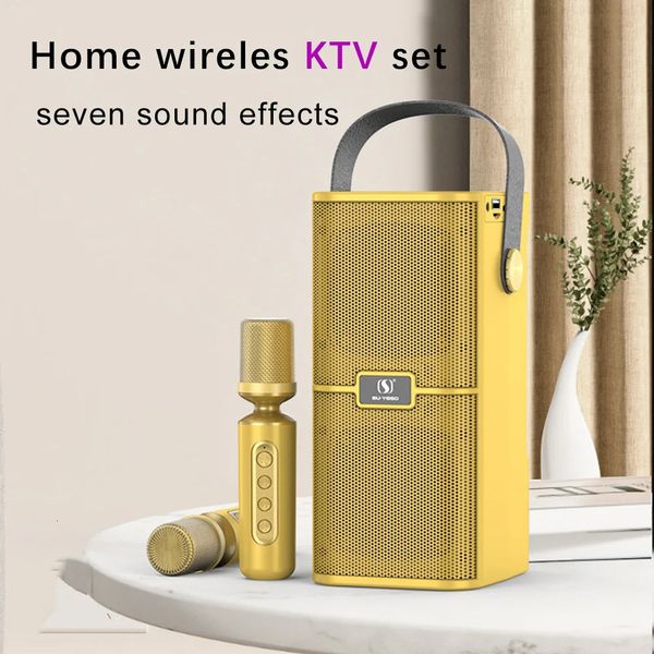 S ers d'ordinateur S er de karaoké à domicile Microphone Bluetooth sans fil Machine tout-en-un en plein air Portable KTV Party Audio 7 caisson de basses à effet sonore 231128