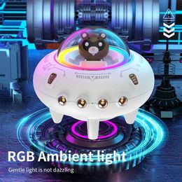 Computer S ers Mini S er Draagbare Bluetooth RGB LED Licht UFO Ruimteschip Audio Draadloze Gift Ondersteuning TF 231216