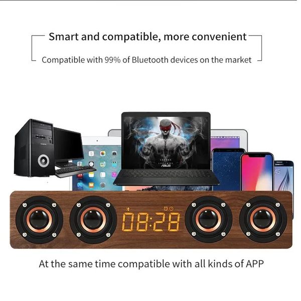 Ordinateur S ers rétro en bois Bluetooth S er 4 barre de son TV Echo mur système de cinéma maison HIFI qualité Soundbox pour PC TV 231206