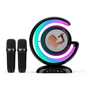 Computer Sers Bluetooth-muziekspeler KTV-geluidssysteem Sfeer Kleurrijke verlichting Draadloze dubbele microfoon Ser Home Outdoor Karaoke 231204