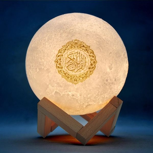 Ordinateur Sers Coran lampe Ramadan Coran Bluetooth Ser 8G musulman veilleuse 3D tactile lune avec APP télécommande 231204