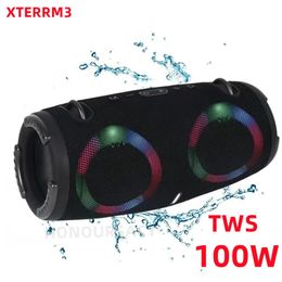 Sers de computadora portátil impermeable Bluetooth Ser 100W de alta potencia RGB luz colorida subwoofer inalámbrico 360 estéreo envolvente TWS FM Boom Box 231204