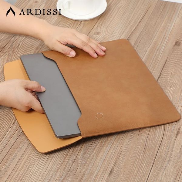 Funda de computadora para MacBook Mac Book iPad Air M1 M2 13 14 15 6 16 Pro 12 9 11 pulgadas Bolsa de cubierta Maletín de cuero 240223