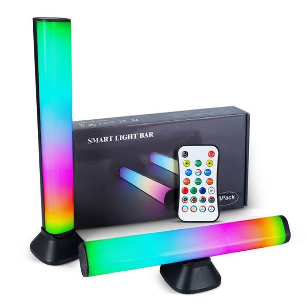 En haut-parleurs informatiques 2pcs 5v Tube coloré RGB LED Contrôle sonore Light Pickup Rythme Strip Remote Musique Amosphère LAMPE AMBIENT 2802