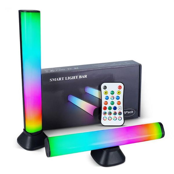 Haut-parleurs d'ordinateur 2 pièces 5V Tube coloré RGB LED contrôle du son lumière bande de rythme de prise de voix musique à distance atmosphère ambiante Lamp236M