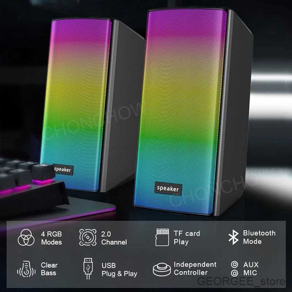 Altavoces para ordenador, nuevo altavoz inalámbrico Bluetooth con luz RGB, caja de sonido con subwoofer, minialtavoz portátil para PC