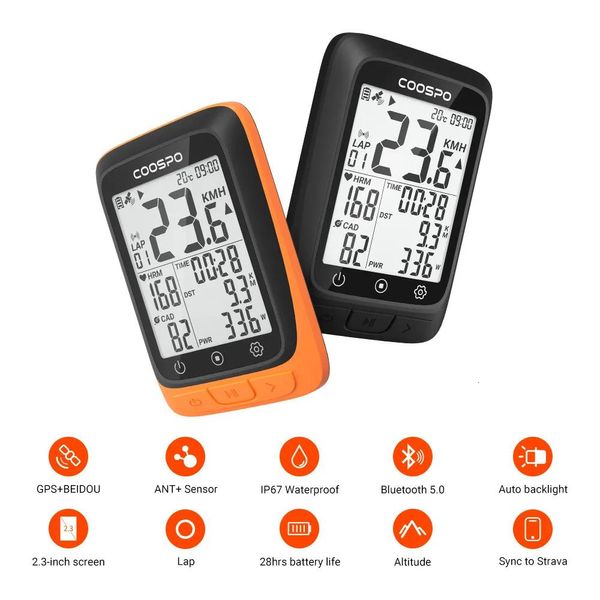 Ordinateurs Coospo BC107 Ordinateur de vélo GPS sans fil Compteur de vélo Compteur de vitesse 2,4 pouces Bluetooth5.0 ANT étanche GPSBDS 230