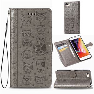 Concave Cat en Dog Wallet Case voor iPhone 8 PU lederen deksel met mooie klauw magnetische gespakkel handband (model: iPhone8)