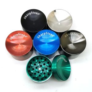 Concave SharpStone Grinders Fumer Herbal Spice Crusher 40 50 55 63mm Broyeur en métal 4 couches avec grattoir 6 couleurs Vaporisateur d'herbes sèches LL