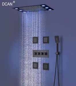 Juego de ducha LED 304 SPS de acero inoxidable tipo lluvia superior montado en la pared con riel oculto de 3 funciones con juego de baño con chorro corporal de 4 pulgadas 9389809