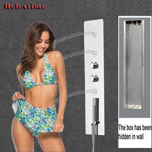 Concealed Thermostatic Shower Panel Mixer Wall Mounted Bathroom Ducha Set Faucet Tap Temperature Control Valve Controller Massage Jets