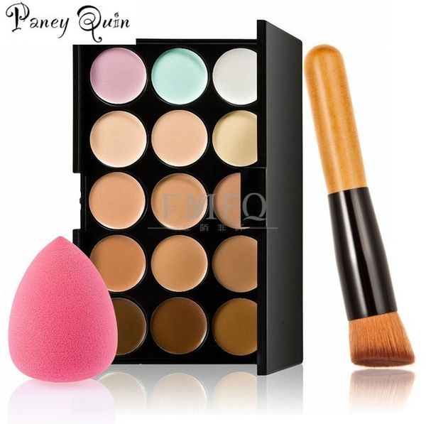 Correcteur 15 couleurs Contouring correcteur produits de maquillage visage Basé anti cernes ensemble cosmétique brosse Sponge Puff gros 230617