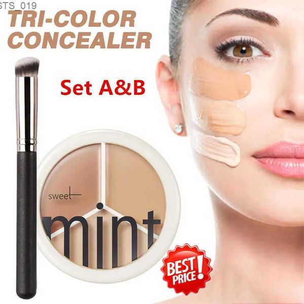 Corrector Paleta de correctores tricolor Hidratante Cobertura duradera Ojeras Acné Poros Crema Sombreado Resaltador Maquillaje facial Cometics