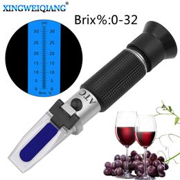 Concentratie Meters Handheld Refractometer suiker concentratie meter densimeter 032% Brix Saccharimeter Suiker Tester Vruchten Druiven ATC 230804