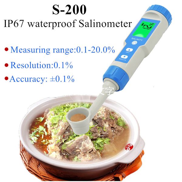 Medidores de concentración S-200 IP67 Salinómetro a prueba de agua Probador de salinidad Alimentos Medidor de sal Medidor de concentración de sal de alta precisión para alimentos 40% de descuento 230721