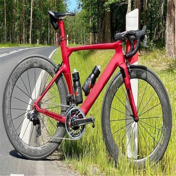 Concept vélo complet rouge foncé avec groupe Ultegra R8010 à vendre paire de roues de route en carbone 50mm Matte1