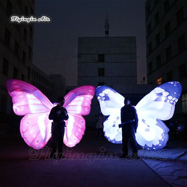 Concert scène décor éclairage marche gonflable papillon aile Costume 2m coloré adulte portable sauter papillon costumes pour défilé spectacle