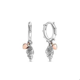 Conch and Hearts Pendant Hoop Boucles d'oreilles pour Pandora Ensemble de boucles d'oreilles en argent sterling authentique Bijoux de créateur pour femmes Petite amie Cadeau Amour boucle d'oreille avec boîte d'origine