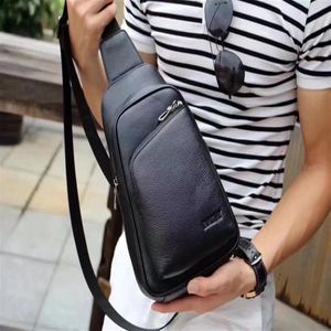 Concise Crossbody Men Outdoor Chest bags travelling or cycling bags soft lichee real leather adjustable belts large volume handy v280W