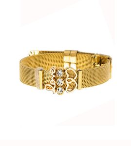 Beknopte Lovers Love Keeper-armband Goud gegalvaniseerd roestvrijstalen horlogebandarmband 7143326