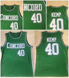 Concord Academy High School 40 Shawn Kemp Jerseys Basketball College University Chemise entièrement cousue Couleur de l'équipe Vert pour les fans de sport Respirant Pur coton Hommes NCAA