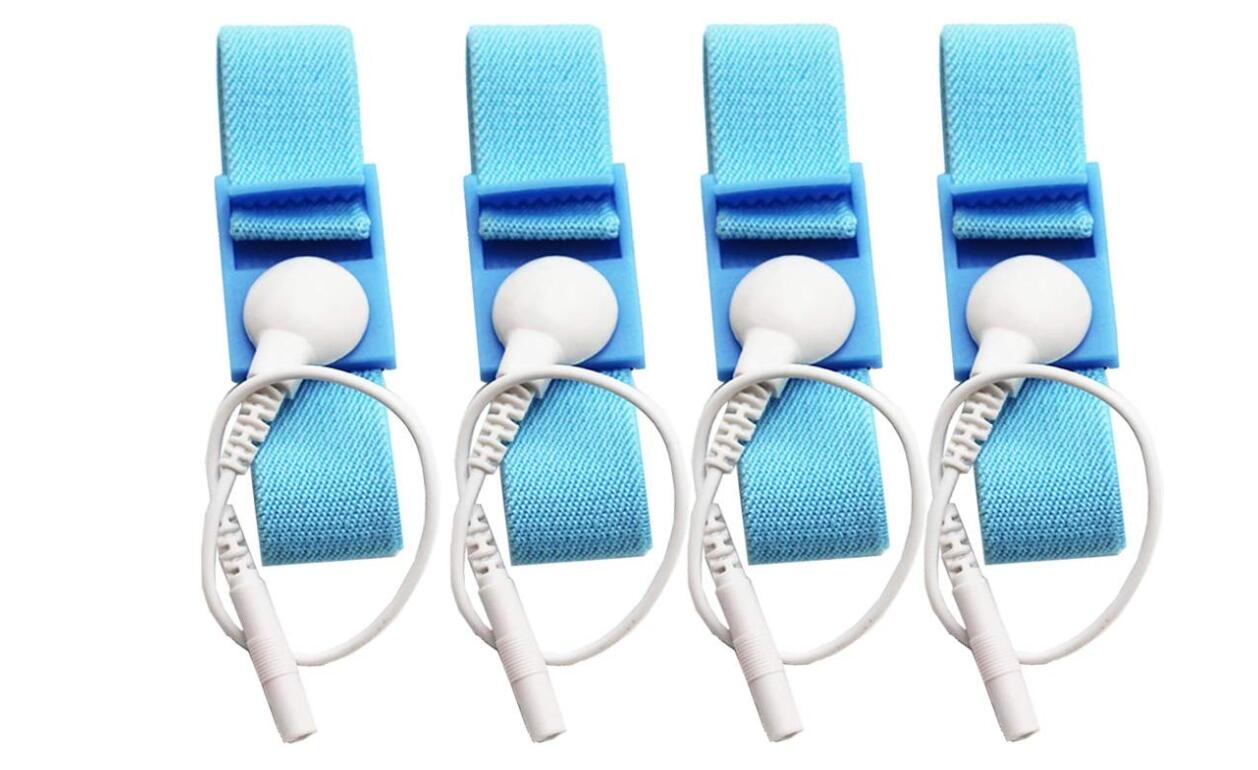 Azul Stim Bucles 4pcs cables blancos conductor ajustable Estim Correa para la muñeca Componentes 4pcs