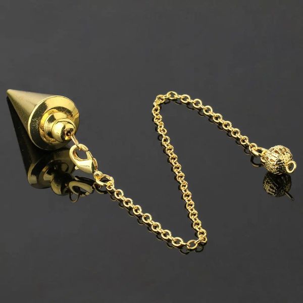 Cone métal pendule pour wicca antique cuivre or color spiritulo pendulo radissia guérison pendule hot vende bijoux