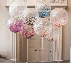 Confetti gevulde ballonnen heliumkwaliteit feest bruiloft valentijnen verjaardag decoratie ronde transparant ballon kip decor 36 ''/18 ''/12 '' speelgoed