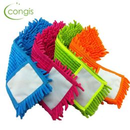 Congis 4PCS set Chenille Platte Mop Hoofd voor Vloerreiniging Effen Mops Doek Vervanging Huishoudelijk Reinigingsgereedschap 4 Kleur LJ201130236B