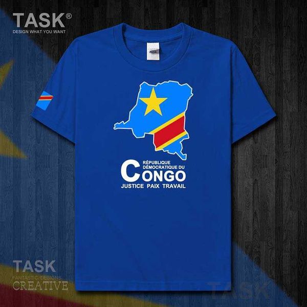 Congo COD Kinshasa Camiseta para hombre Nueva camiseta superior Ropa de manga corta Sudadera País Mapa Verano Moda Jersey Deportes 50 X0621