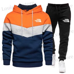 Conjunto de moletons e calas com retalhos e duas peas masculino moda casual moletom calas grandes traje de treino masculino T230821