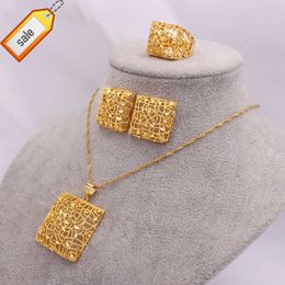 Conjuntos De Joyas India Afrikaanse Bruiloft Bruids Sets Ketting Oorbel Ring Midden-oosten Dubai Vrouwen 24K Gouden Sieraden Set