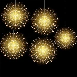 Lumière à feu d'artifice connectable 5 pack 600 LED Starburst Light 8 modes LED Copper fil Fireworks String Light Light Fairy Garland