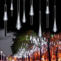 Tube de météores multicolore connectable Météores douche pluie chaîne LED lumière de Noël fête de mariage jardin cordes de Noël lumières Outdoo2877