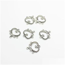 Connecteurs 200pcs / lot coeur plaqué argent antique pour la fabrication de bijoux résultats accessoires artisanat 19x21mm composants de livraison directe Dhhdo