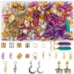 Connectors 232PCS Haarvlecht Manchetten Clip Sieraden Dreadlocks Kralen Gemengd Metaal Verstelbaar Haarstyling Decoratie Haarringen Buizen Verlengstuk 230906