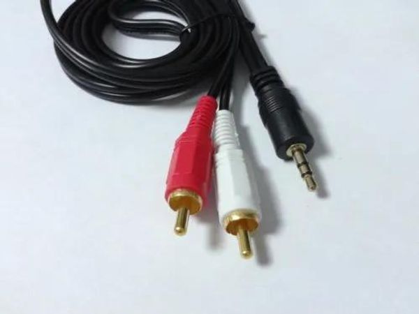 Connecteurs 2 pièces plaqués or Aux Audio 3.5mm stéréo mâle à 2 RCA mâle câble 1.5M