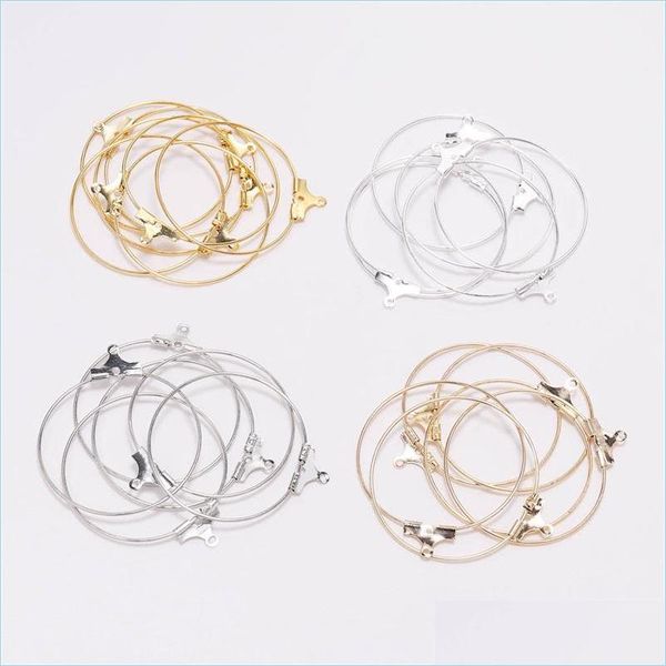 Connecteurs 30pcs 20 25 30 35 40 45 mm boucles d'oreilles Cerceaux Big Circle Eore Wire Hoops pour les bijoux de bricolage