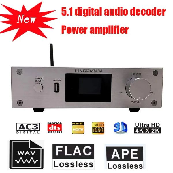 Connecteurs 5.1 Décodeur audio DTS sans perte DOLBY AC3 HDMI USB Bluetooth Digital Power Amplificateur Prise en charge Box Blu Ray DVD, Projection