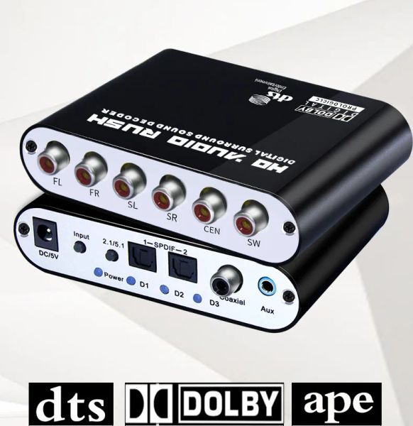 Connecteurs 5 1 canal Convertisseur audio HD Digital DAC 5.1 Décodeur audio fibre coaxial RCA analogique Adaptateur audio