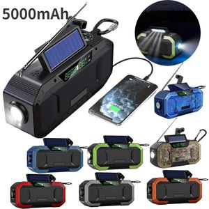 Connecteurs 5000 mah solaire main Bluetooth récepteur radio portable am/fm météo radio lampe de poche LED alimentation de secours avec alarme SOS