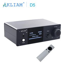 Connecteurs Akliam D5 Dual Es9038q2m USB Dac Dsd256 Xmos Qcc5125 Bluetooth 5.1 Ldac Décodeur audio Amplificateur casque avec télécommande