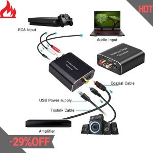 Connecteurs analogiques au convertisseur audio numérique, stéréo L / R et prise 3,5 mm à l'adaptateur audio coaxial toslink numérique pour HDTV SPDIF