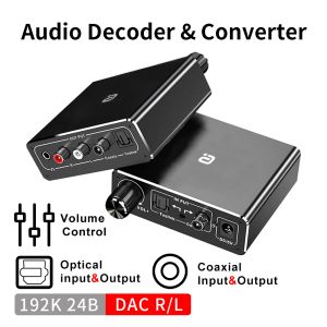 Connecteurs Ayino 192KHz 24b HiFi AudiodeCodeer DAC avec contrôle de volume optique coaxial RCA 3,5 mm Adaptateur de convertisseur numérique à analogique DA500