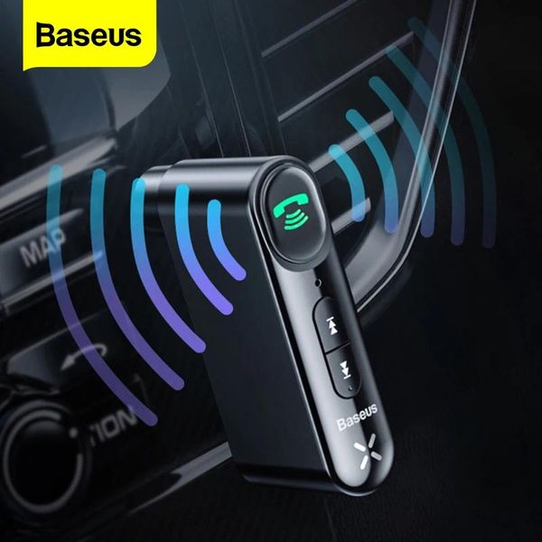 Connecteurs BaseUs Bluetooth Récepteur 3,5 mm Récepteur audio sans fil Auto Adaptateur Bluetooth 5.0 pour le haut-parleur de voiture Handphone avec micro
