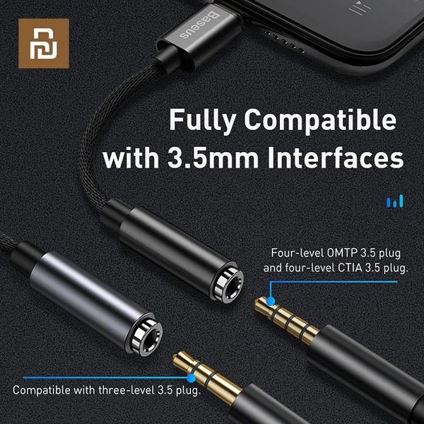 Conectores Baseus Iluminación a cable de adaptador de audio de 3.5 mm para iPhone 11 Pro x xs xr 8 7 3.5 mm Jack Aux Auriculares Auriculares Adaptadores de auriculares