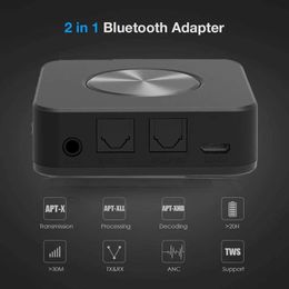 Connecteurs Bluetooth 5.0 Adaptateur audio de musique 2 en 1 Émetteur sans fil Récepteur Numérique Optique Toslink/SPDIF avec Csr8675 Aptxhd Ll