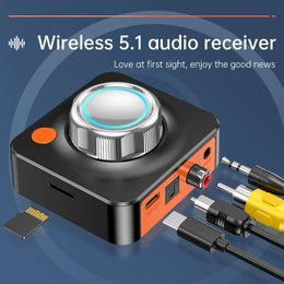 Connectoren Bluetooth 5.1 Audio-ontvanger Glasvezel Spelen TF-kaart Spelen RCA 3.5 AUX Coaxiaal Spelen Stereo Muziek Bluetooth-ontvanger Eén knop S