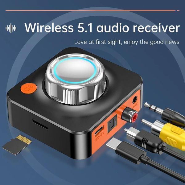 Connecteurs Récepteur audio Bluetooth 5.1 Lecture de fibre optique Lecture de carte TF RCA 3.5 AUX Coaxial Lecture de musique stéréo Récepteur Bluetooth Un bouton S