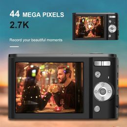 Connecteurs Nouvel appareil photo numérique 2,7k Hd 48mp Vlogging avec zoom numérique 16x, appareil photo de poche compact avec lumière de remplissage pour enfants et adolescents